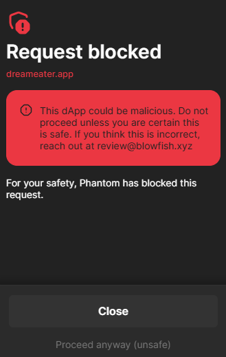 Phantom Wallet Warning